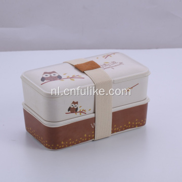 Owl Pattern Bamboo Food Container Box